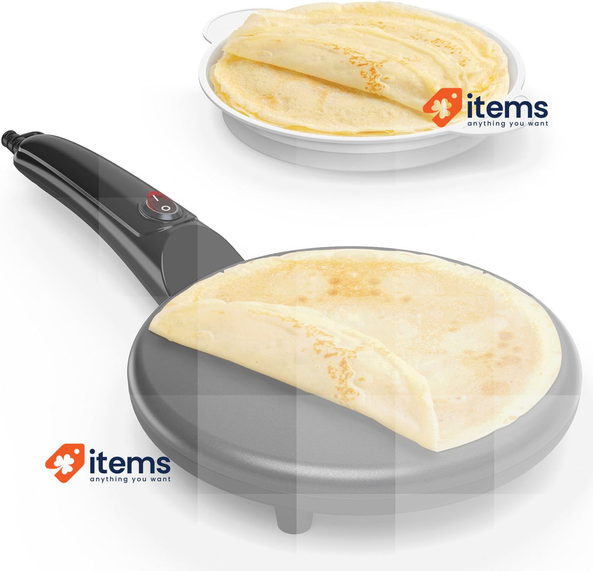 Snailar Crepe Maker With Handle Anti Stick Heating Black 800W - 800 W, W AN-108