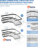 AceMining Shower Caddy, 2 Pack Black Bathroom Shelves, Adhesive Shelf Storage