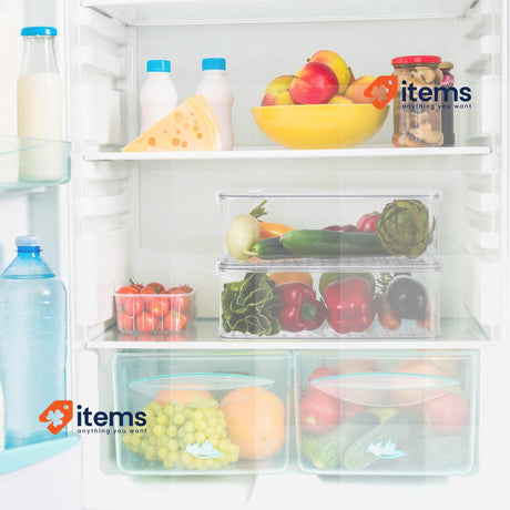 Relaxdays Fridge Organiser Set of 2 Refrigerator Inserts 10.5 x 21 x 33 cm Date