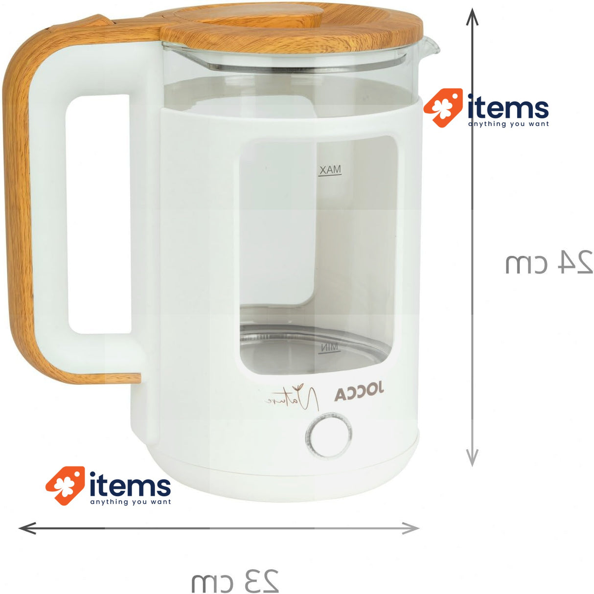 Jocca Electric Glass Kettle 1.8 Litre | 360° Rotating Base Automatic Shut-Off