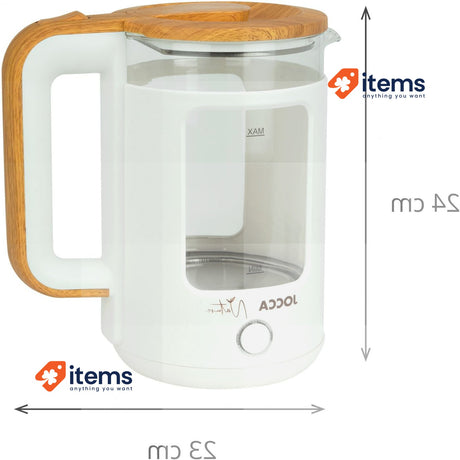 Jocca Electric Glass Kettle 1.8 Litre | 360° Rotating Base Automatic Shut-Off