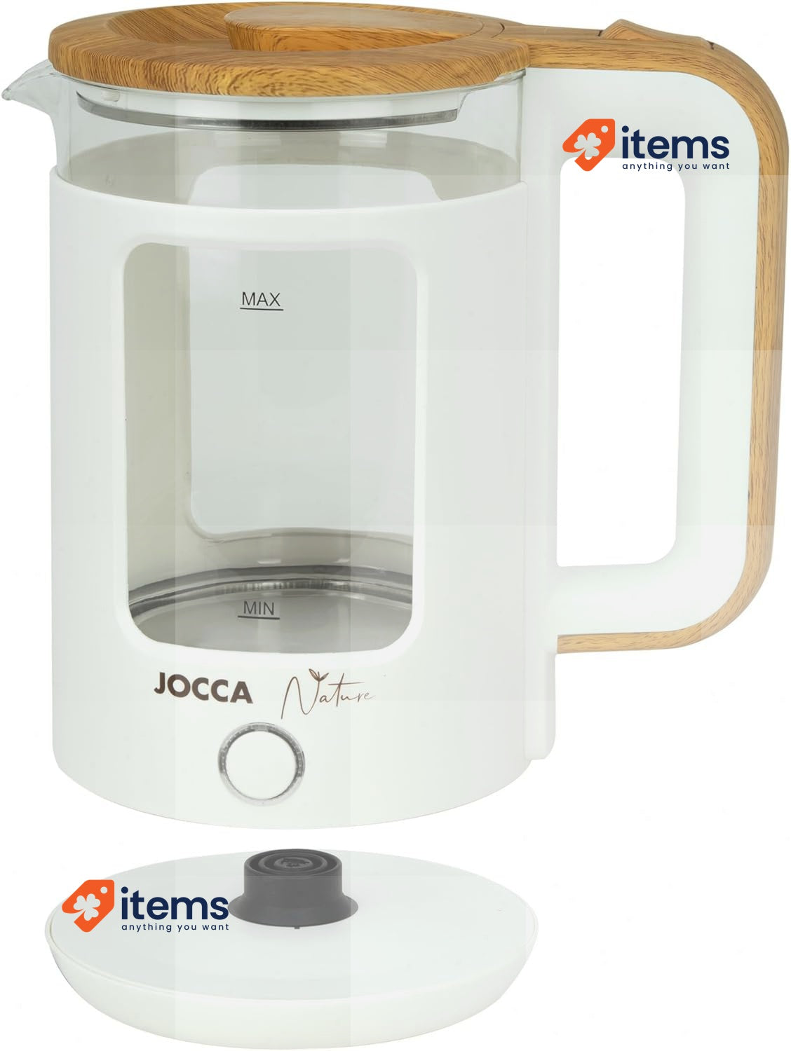 Jocca Electric Glass Kettle 1.8 Litre | 360° Rotating Base Automatic Shut-Off