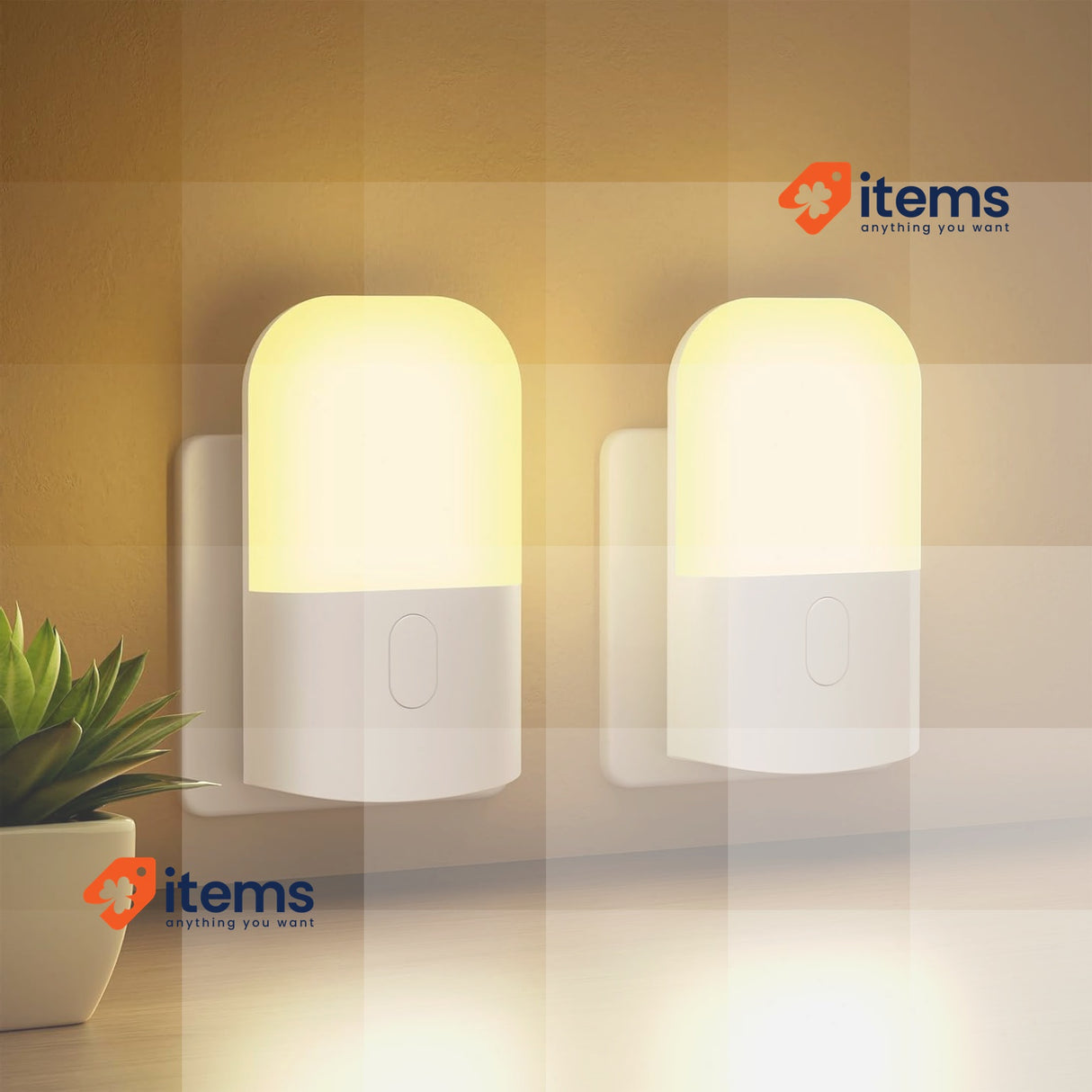 GRIFEMA 2 Kids Night Lights 3 Levels Adjustable Brightness with Light Sensor