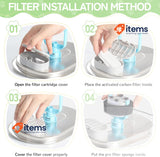 JAMATA Cat Fountain Filters 12+12, 12 Activated Carbon+12 Sponges for 3.2, 2L