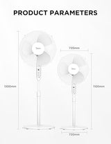 Midea MFS400M0APW0 40W Floor Fan Height Adjustable Silent Fan Remote Control