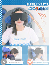 SARISUN Travel Pillow for Airplanes Airplane Pillow + Sleep Eye Mask 360° Black