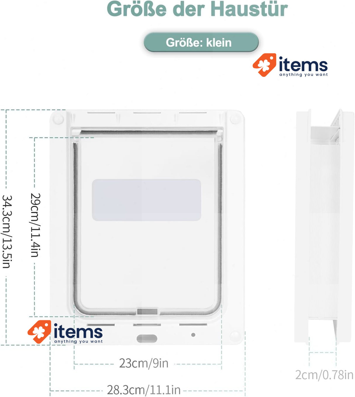 Lessmon Small Dog Door with Magnetic Locking Plate White 13.5 x 11.1 cm Security