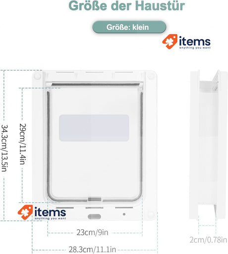 Lessmon Small Dog Door with Magnetic Locking Plate White 13.5 x 11.1 cm Security