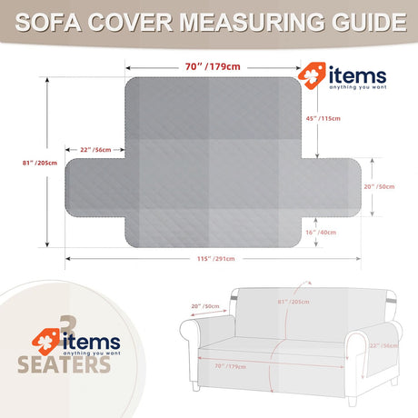 FIGOOO Sofa Covers Water Resistant Sofa Slipcovers 3 Seater, Dark Grey Anti-Slip