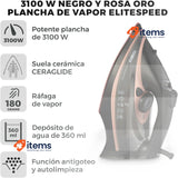 Tower T22013 CeraGlide Steam Iron, Ceramic Plate, 3100 W, Rose Gold and Black