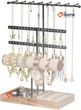 Rubessia Jewellery Stand, Jewellery Organiser with Ring Base Holder 38 Holes