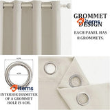 Ystyle Blackout Curtains, Set of 2 Thermal Curtain w/Eyelets, 140x240 cm, Beige