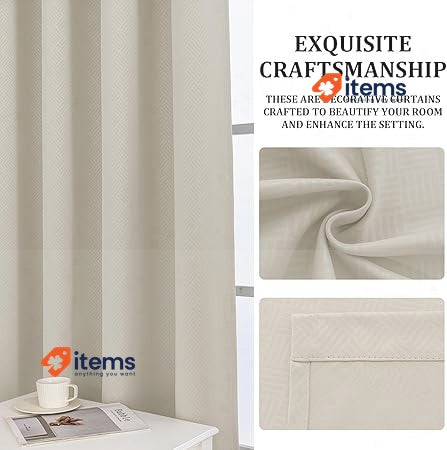 Ystyle Blackout Curtains, Set of 2 Thermal Curtain w/Eyelets, 140x240 cm, Beige