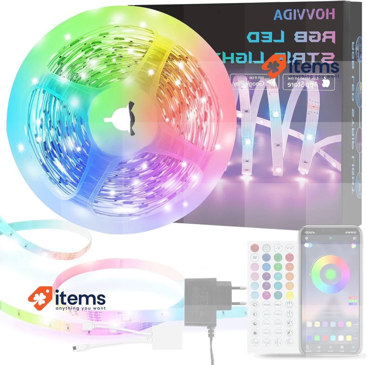 HOVVIDA LED Strip 5 m 30 LED/Metre 150 LED RGB LED Strip App and Remote Control