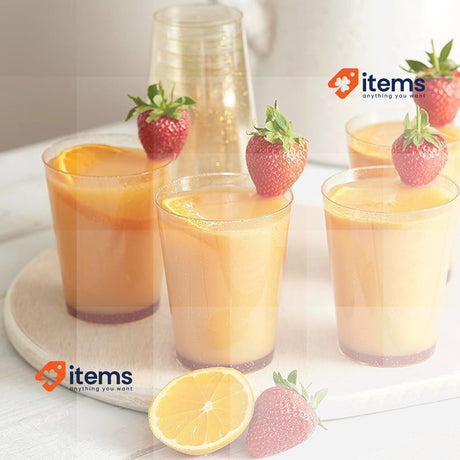 Ricofot Plastic Cups, 50 x 300 ml Reusable Plastic Cups Gold