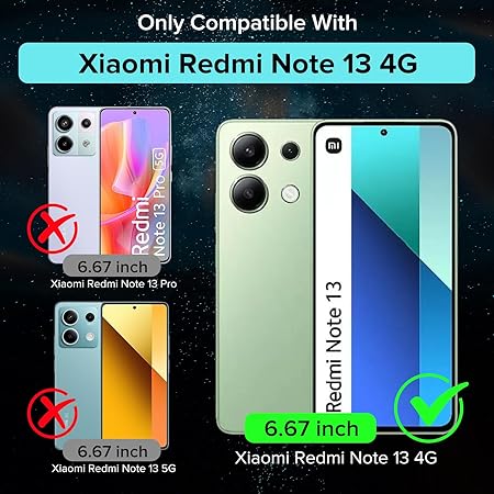 Xiaomi Redmi Note 13 4G Tempered Glass Replacement And Phone Case Shockproof