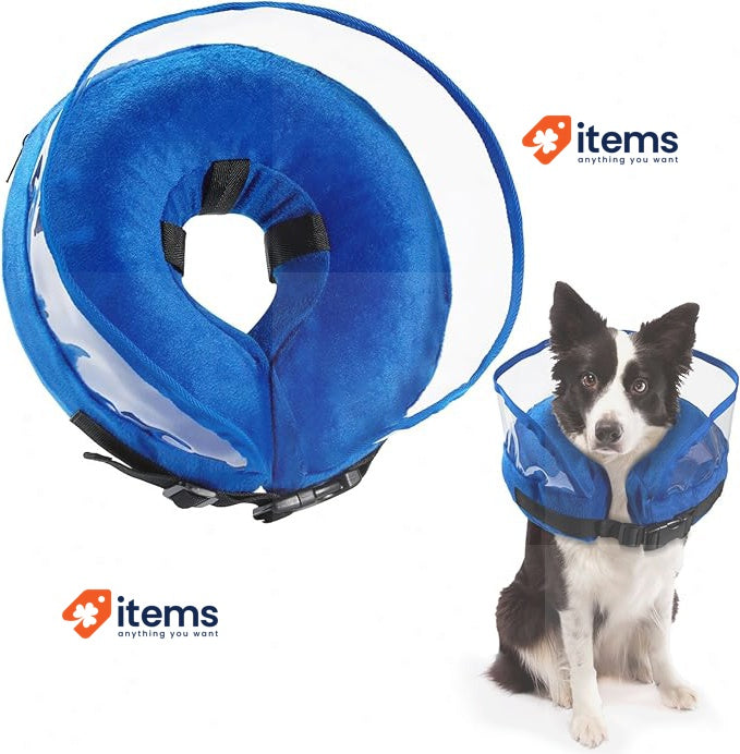 Inflatable Dog & Cat Collar, Protective Collar with Adjustable Velcro Closure M
