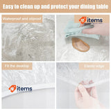 IBEQUEM Clear Round Fitted Vinyl Tablecloth with Elastic Edge Clear 60 Pcs Heavy