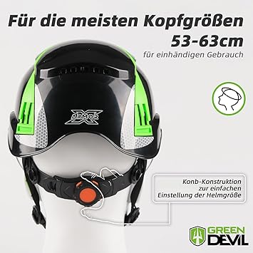 GREENDEVIL X-Armor ABS Safety Helmet for Adults EN 397 Green/Black