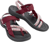 OutPro Women's Sandals with Braided Strap Burgundy Color 37 EU