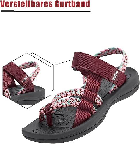 OutPro Women's Sandals with Braided Strap Burgundy Color 37 EU