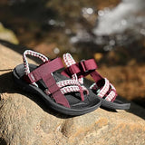 OutPro Women's Sandals with Braided Strap Burgundy Color 37 EU