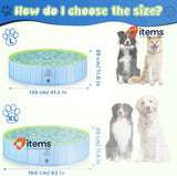 KHOLEZ Dog Paddling Pool, Foldable Pet Swimming Pool, 120 x 30 cm Upgraded Bath