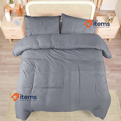 Utopia Bedding Microfibre Duvet Cover Set 200x200cm, Pillowcases 80x80cm Grey