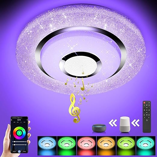 OTREN LED ceiling lamp Bluetooth Speaker: 36W RGB Ceiling Lamp Di
mmable