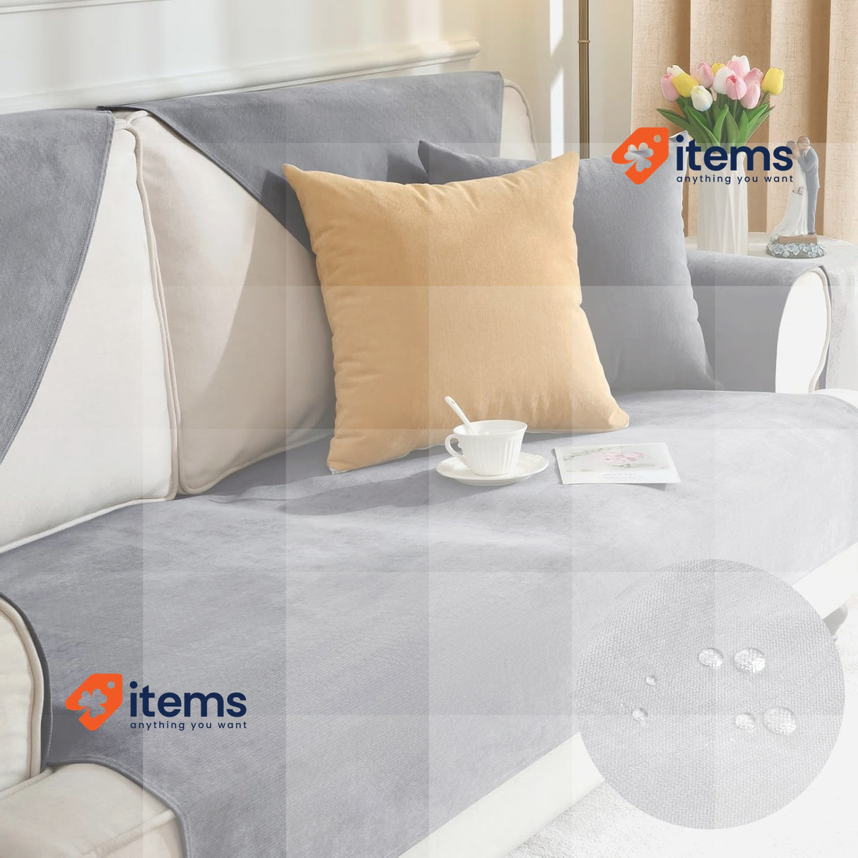 Alishomtll Seater Sofa Cover Waterproof Sofa Slipcover Dark Grey, 90 x 180 cm