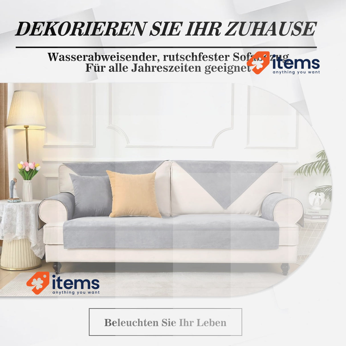 Alishomtll Seater Sofa Cover Waterproof Sofa Slipcover Dark Grey, 90 x 180 cm