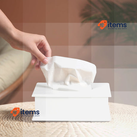 Relaxdays Box, Cosmetic Tissue Holder, with Lid, Grey/White, 9.5x27x16cm 16 cm