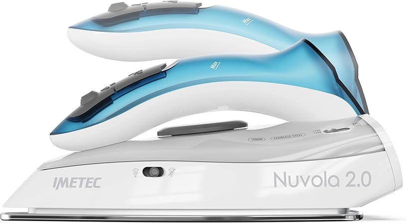 Imetec Nuvola 2.0 - Iron Travel Iron - Stainless Steel Plate - 1000 Watt White