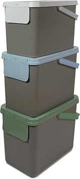 Snips Set of 3 Recycling Bins for Separate Waste Collection 3 x 25 liters Grey