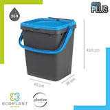 Ecoplast | Set of 3 Bins for Separate Waste Collection 35 Lt Yellow/Green/Blue