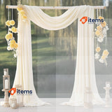 Pomeloone Chiffon Fabric Pelmet Decorative Curtains, 75 x 600 cm, Beige Wedding