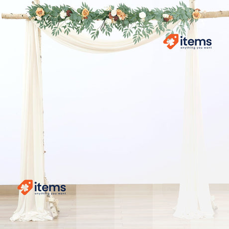 Pomeloone Chiffon Fabric Pelmet Decorative Curtains, 75 x 600 cm, Beige Wedding
