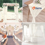 Pomeloone Chiffon Fabric Pelmet Decorative Curtains, 75 x 600 cm, Beige Wedding