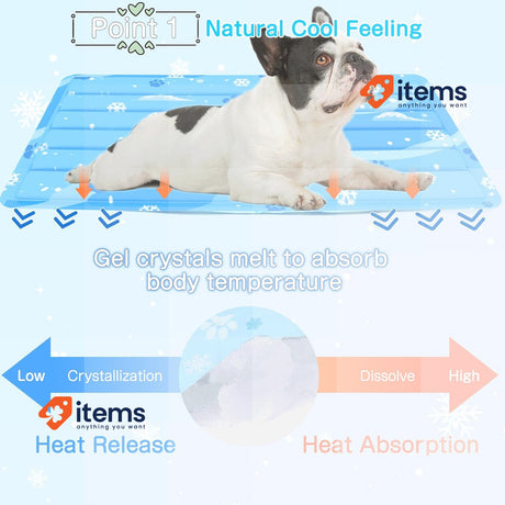 Aisuowa Cooling Mat for Dogs and Cats, Self-Cooling Gel Mat Light Blue 60 x 100