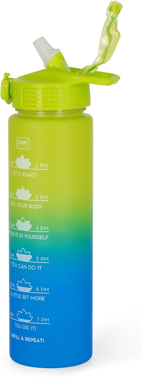 LEGAMI Motivational Water Bottle 1L - Love Yourself Water Bottle with Schedules