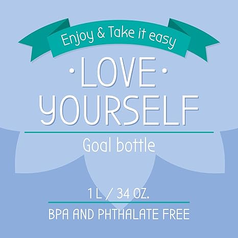 LEGAMI Motivational Water Bottle 1L - Love Yourself Water Bottle with Schedules