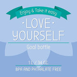 LEGAMI Motivational Water Bottle 1L - Love Yourself Water Bottle with Schedules