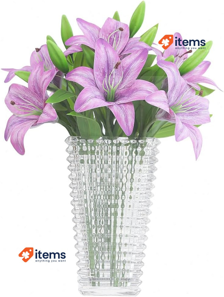 Olrla Purple Artificial Lily Flower Without Vase 6 Pc 3D Print for Wedding Home