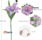 Olrla Purple Artificial Lily Flower Without Vase 6 Pc 3D Print for Wedding Home
