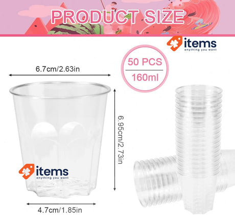 REFORUNG Pack of 50 Plastic Cocktail Cups 160 ml Transparent