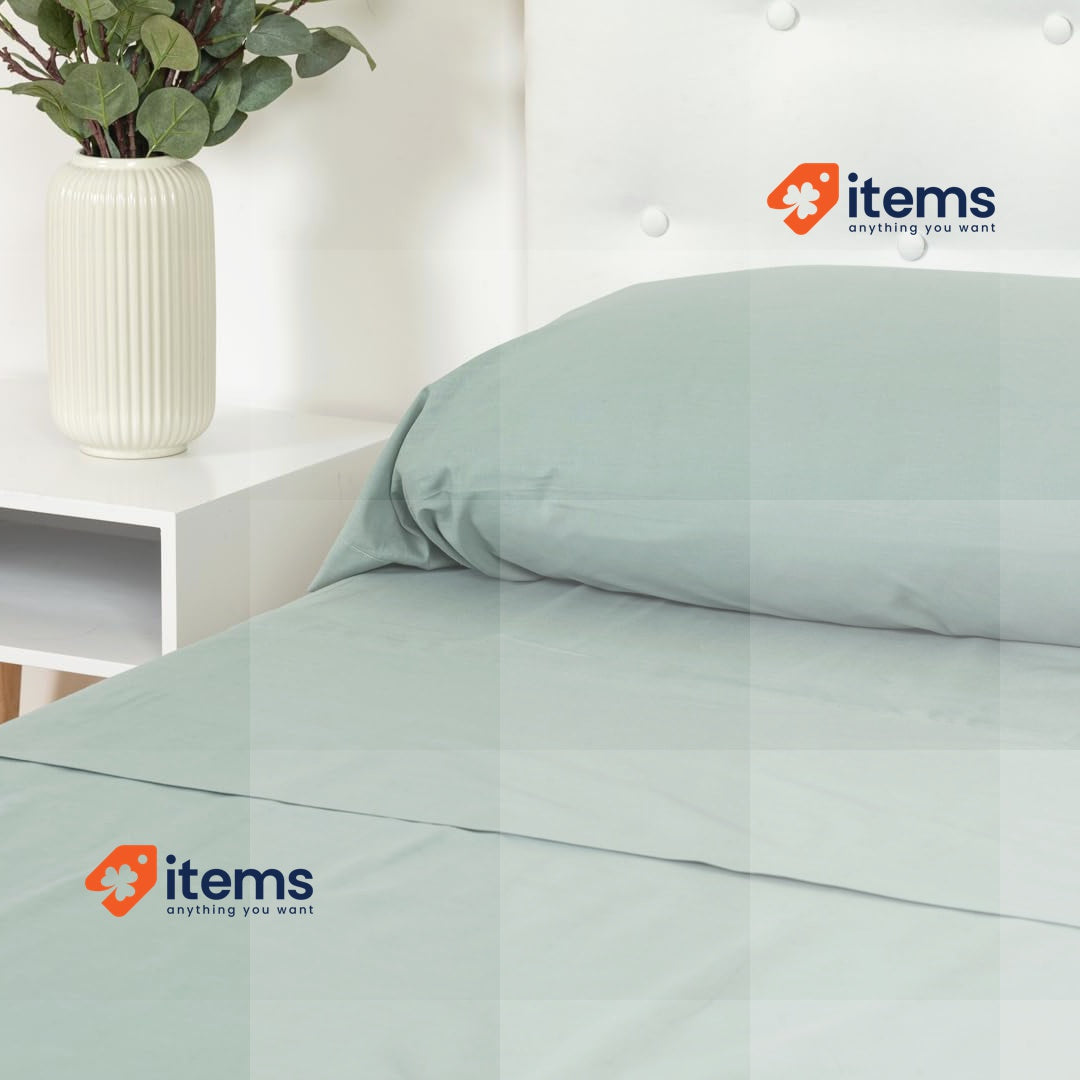 TRAMAS+ Complete Bed Linen Set, 140 x 200 cm, Bed Linen and 2 Pillowcases Green