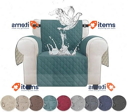 Jaotto 1-Seater Waterproof Sofa Cover w/Armrests Quilted w/Side Pockets Green