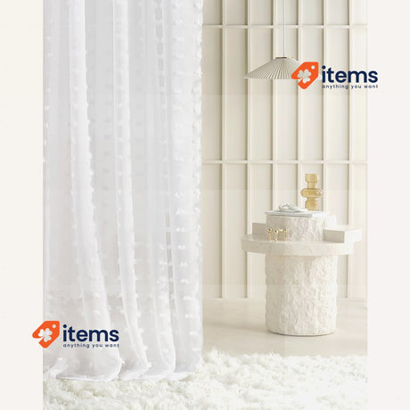 ROOM99 Casablanca Eyelet Curtain 140 x 230cm, Transparent Curtain 1 Piece White