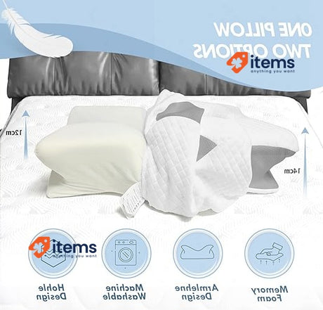 AFNGWWIN Cervical & Neck Pillow Orthopedic Memory Foam Pillow 60x40x11/13cm