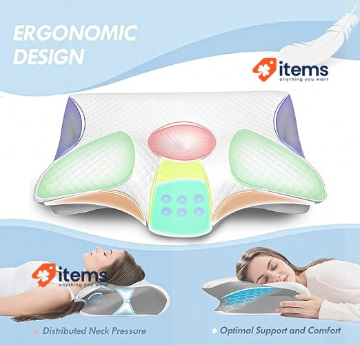 AFNGWWIN Cervical & Neck Pillow Orthopedic Memory Foam Pillow 60x40x11/13cm
